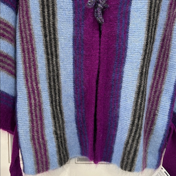 NWT ANTIK BATIK Moya Belted Brushed Intarsia Mohair-Blend Cardigan in Purple - S - Picture 6 of 13